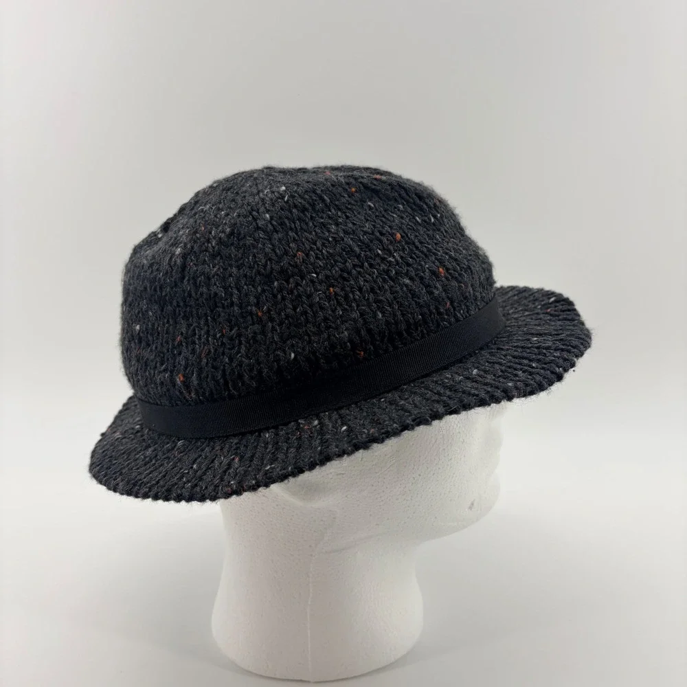 Scala Pronto Knit Cloche Hat One Size Charcoal Gray Wool Blend Speckled